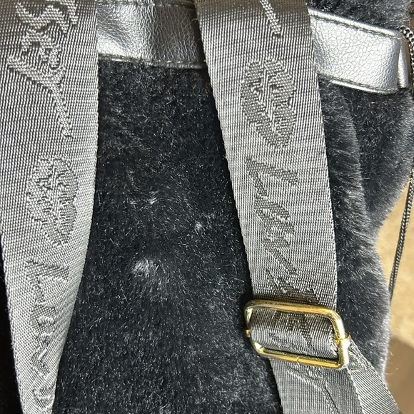 Betsey Johnson Plush Hooded Black Faux Fur Panda Hoodie Convertible Backpack - Picture 5 of 14